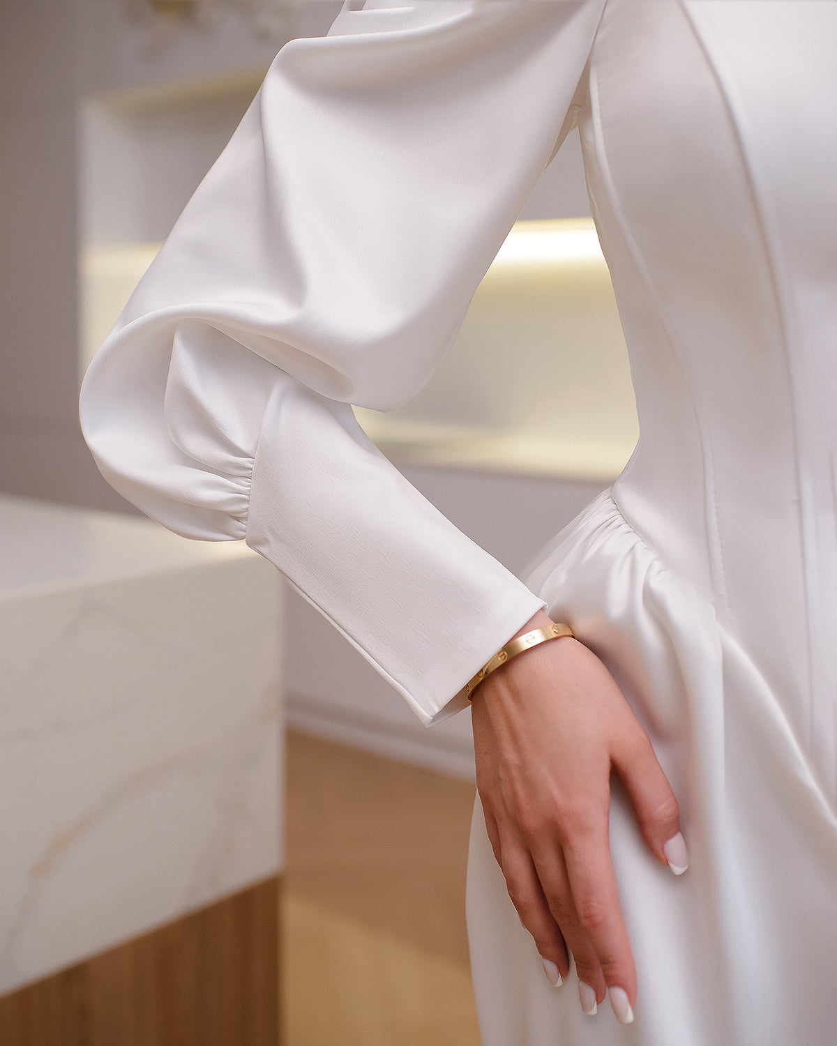 Zelia Puff Sleeve Dress White main image 0