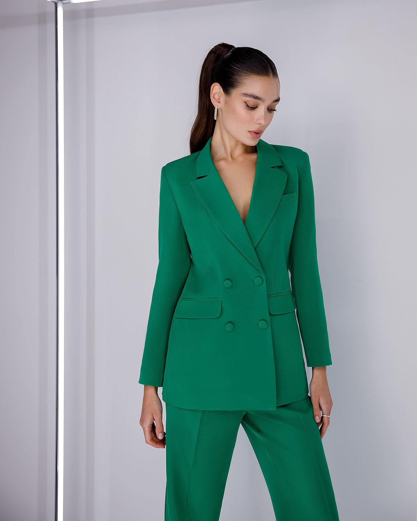 Green Double Breasted Suit 3-Piece – ELAGIA