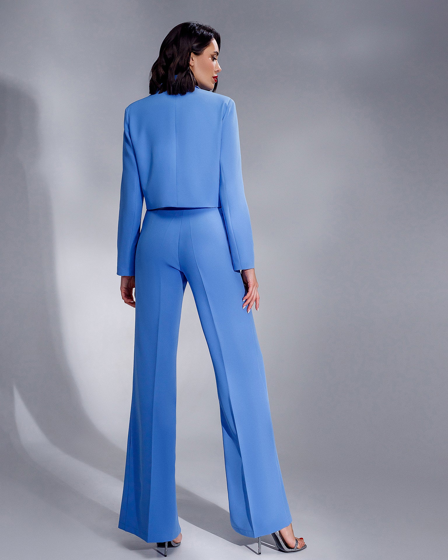 Blue Crop Jacket Suit 2-Piece