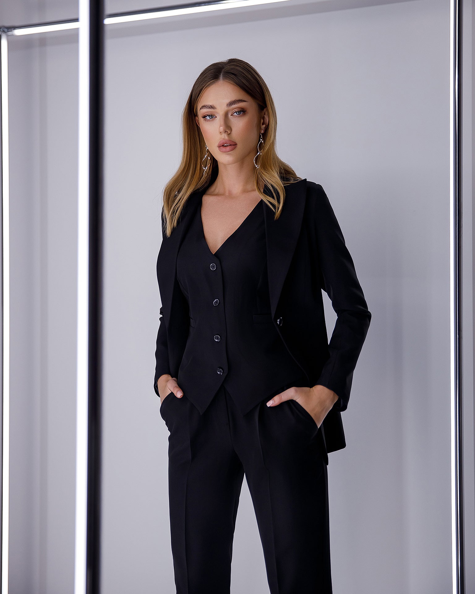 Black Office Slim-Fit 3-Piece Suit