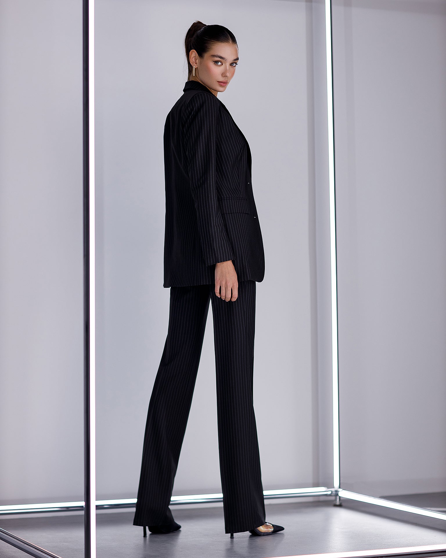 Black Striped Regular-Fit 3-Piece Suit