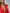 Red Puff Sleeve V-neck Midi Dress - close-up detail | ELAGIA