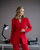 ELAGIA Serelle Red Single-Breasted Suit 2-Piece front view - 3 piece women's suit purple business suit women