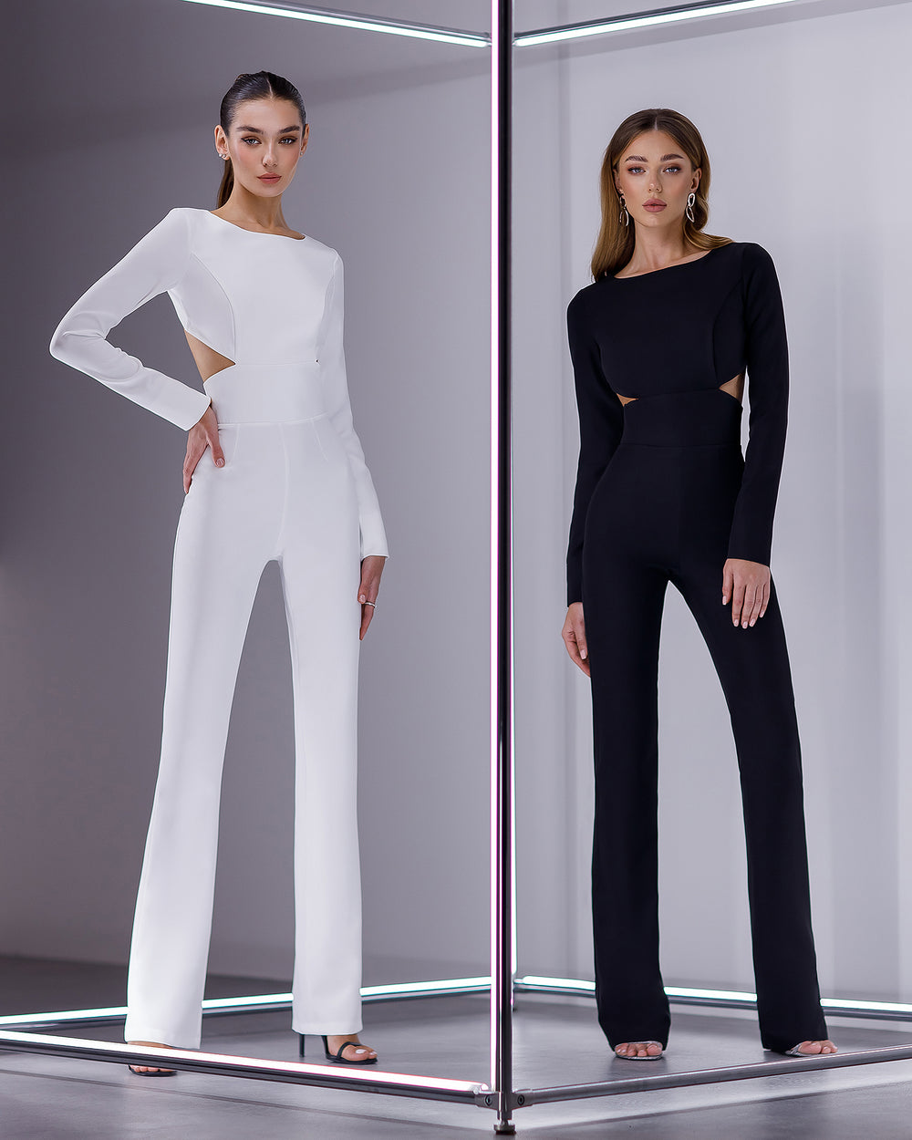 Black Sleeveless Cut-out Detail Slim Fit Jumpsuit & Open Front Long Sleeve Cardigan Set