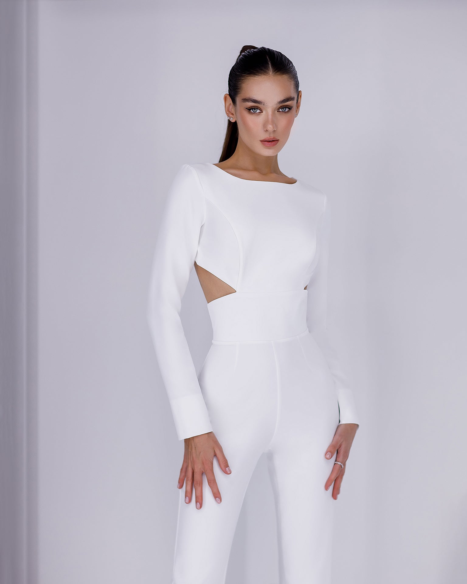 White Backless Cut-Out Jumpsuit