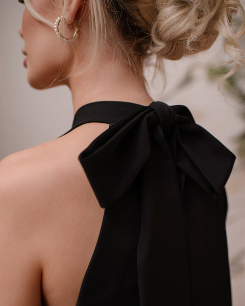 Black Bow Back Mini Dress