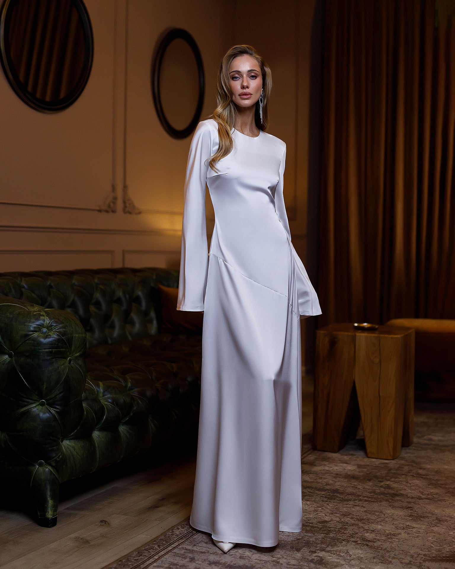 White Satin Backless Maxi Dress