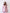 Dusty-pink single-breasted gold-button 2-piece suit in crepe fabric, side view
