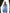 Sky-blue collarless gold-button single-breasted two-piece – crepe fabric, side profile