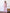 Dusty-pink single-breasted gold-button 2-piece suit in crepe fabric, front view