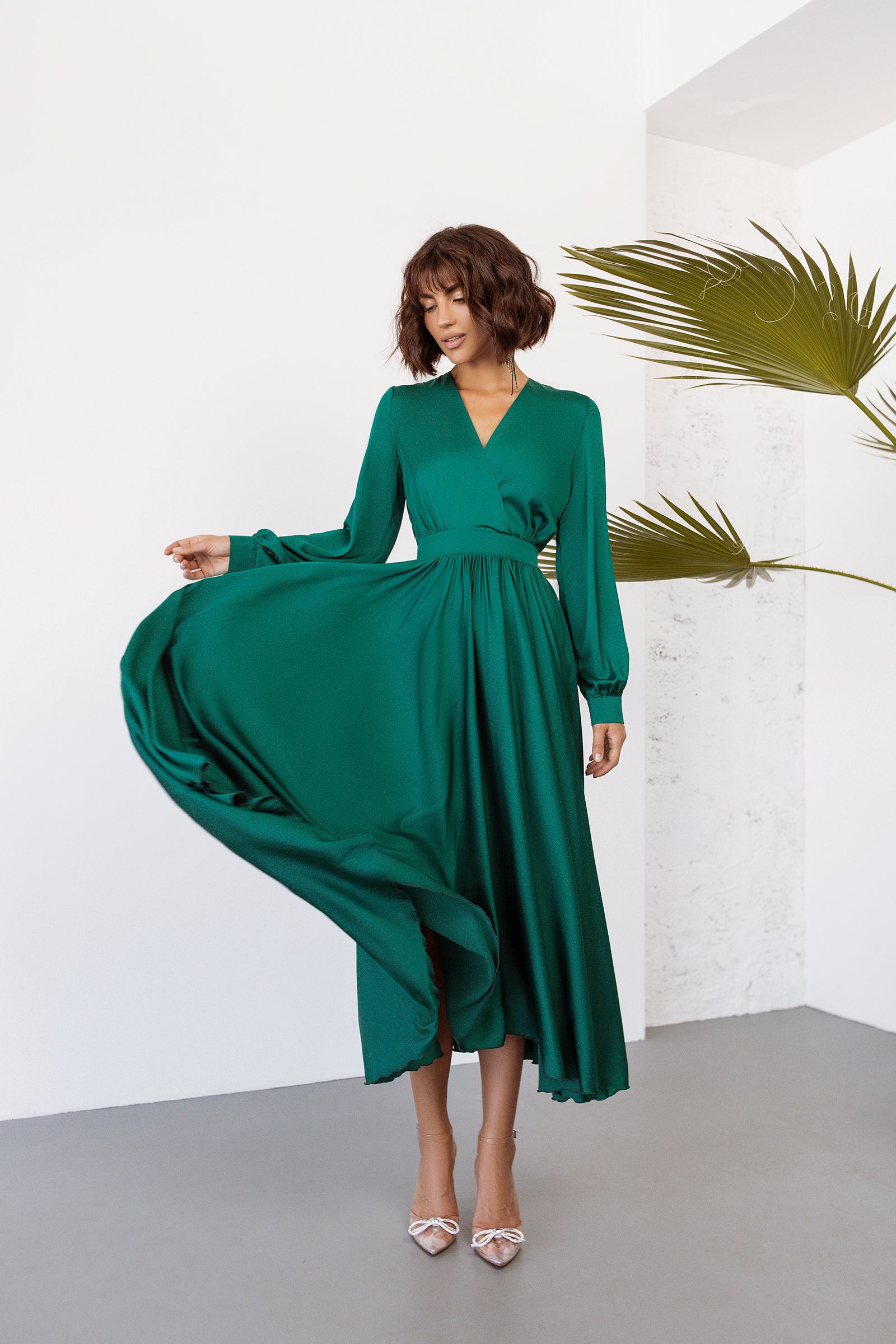 Emerald wrap dress on sale