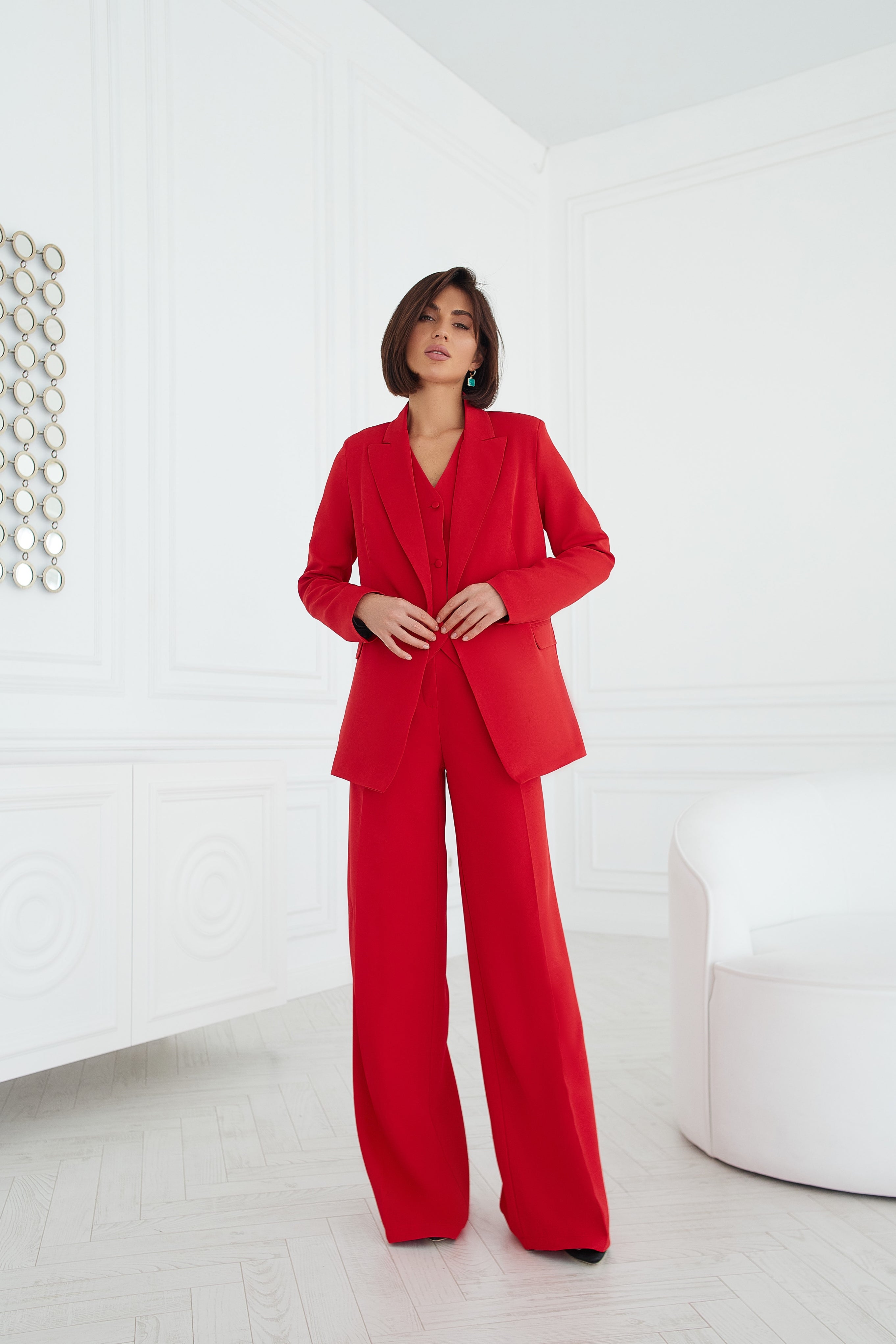 Red Oversized 3-Piece Suit