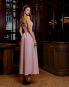 Dusty Pink Strapless Midi Dress - view 6 | ELAGIA