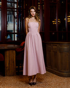 Dusty Pink Strapless Midi Dress - styled look | ELAGIA