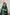 ELAGIA Emerald Satin Cloak Sleeve Mini Dress detail shot of flowing cape sleeves - 3 piece women's suit design