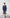 ELAGIA navy wrap midi dress back view showing silhouette - purple business suit women color alternative