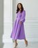 Purple V-Neck 3/4 Sleeve Dress Two-Piece Set