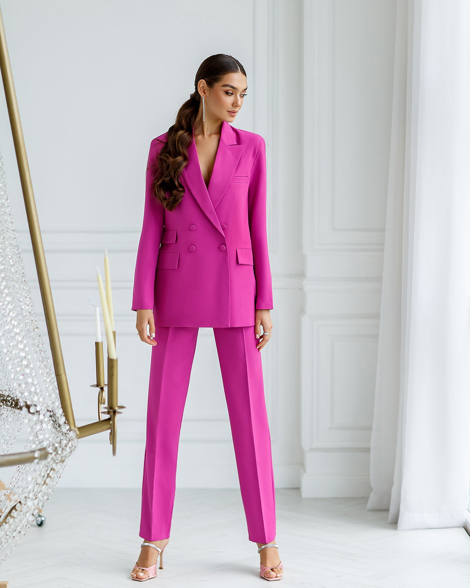 Fuschia pink suit best sale