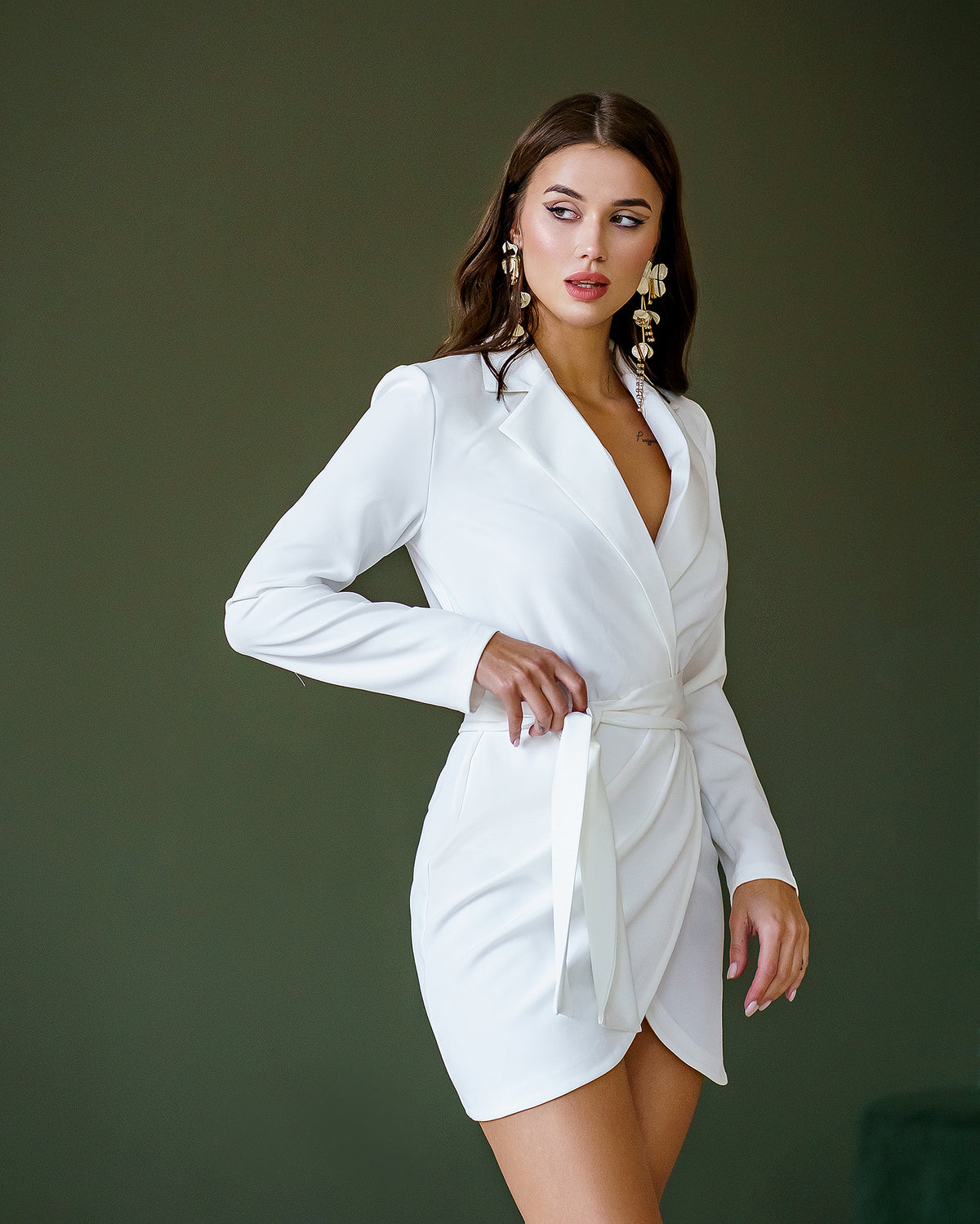 White Wrap Long Sleeve Mini Dress – ELAGIA