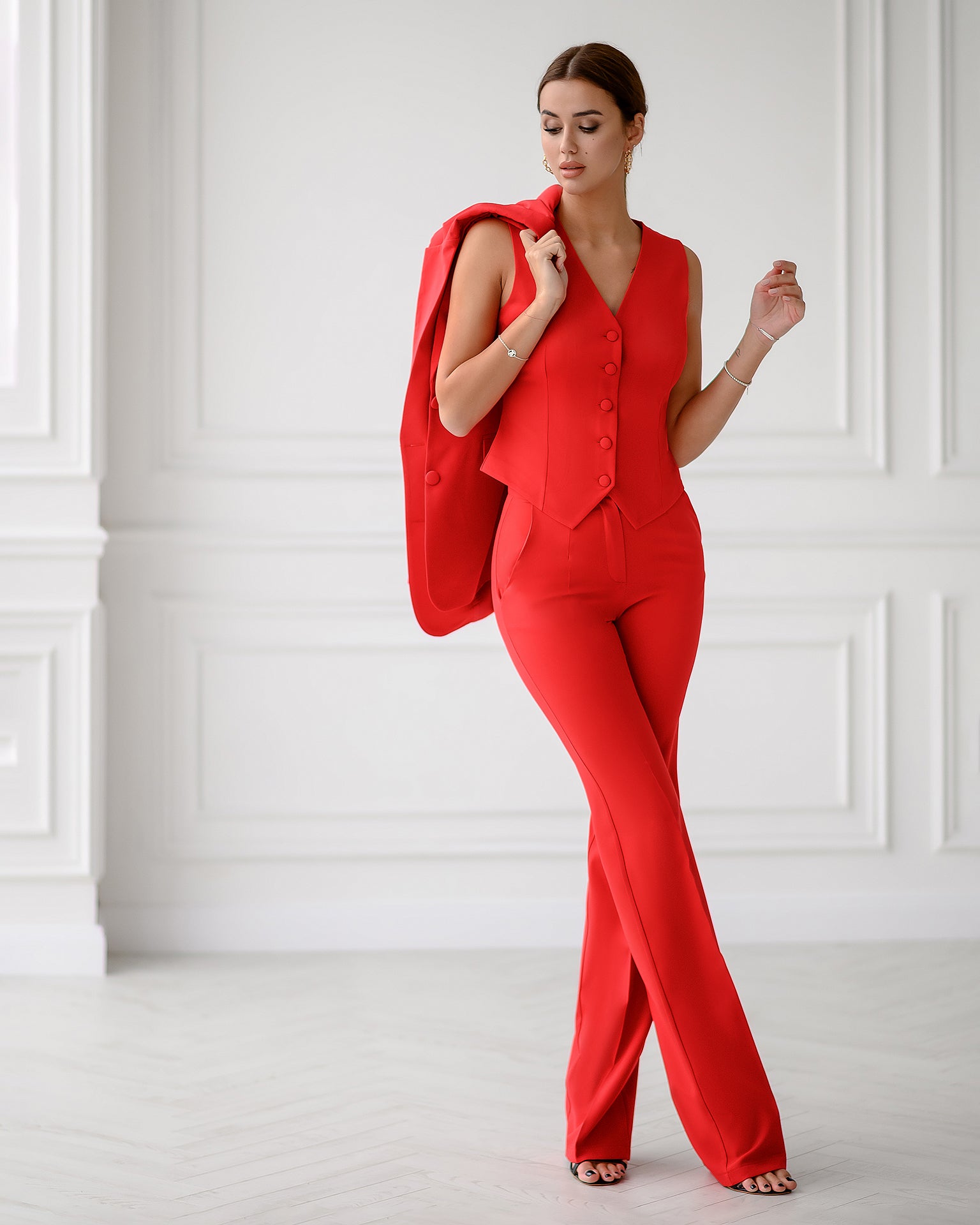 Red Regular-Fit 3-Piece Suit