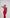 ELAGIA red satin top and midi skirt 2-piece set back view - womens red suit set rear angle