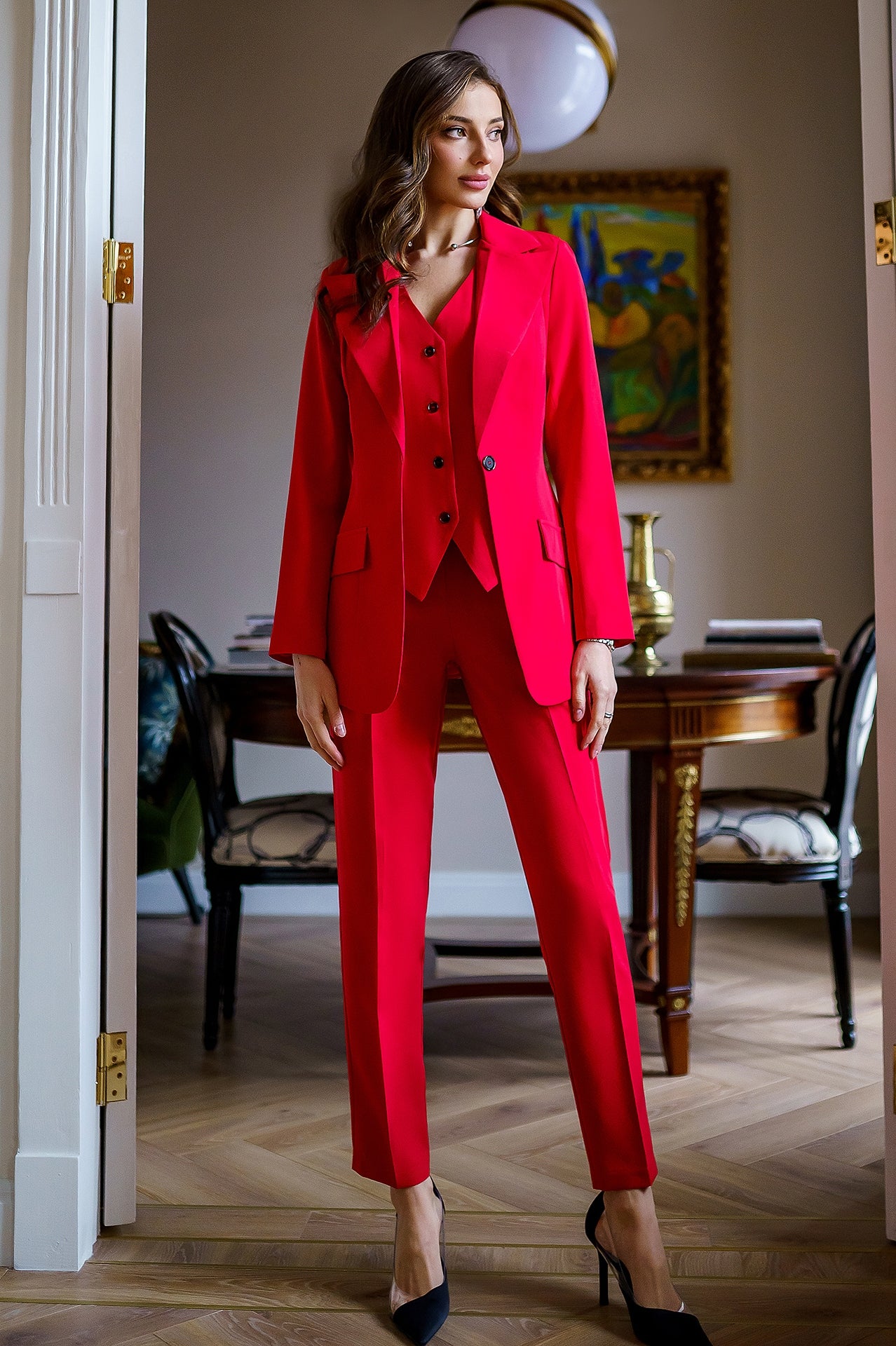 Buy Raasa Purple Crepe Donna Color Block Blazer Pant Set Online | Aza  Fashions