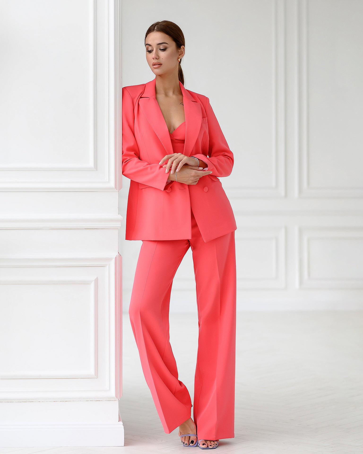 Coral Double Breasted Suit 3-Piece