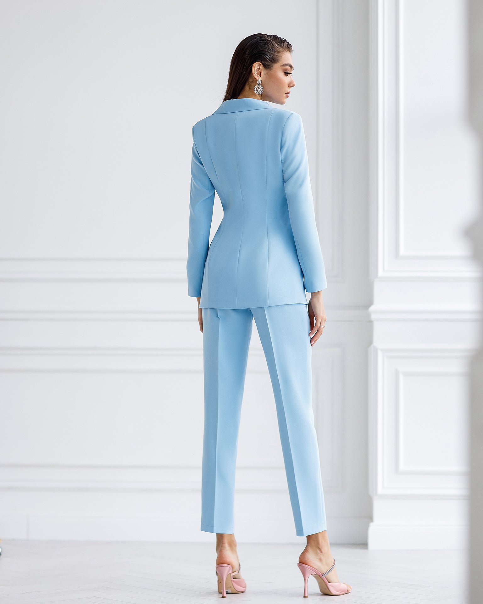 Sky-Blue Office Regular-Fit 3-Piece Suit