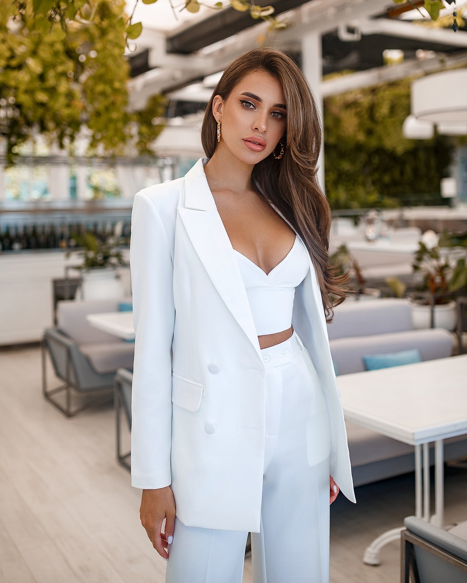 White Double Breasted 3 Piece Suit For Formal Occasion ELAGIA