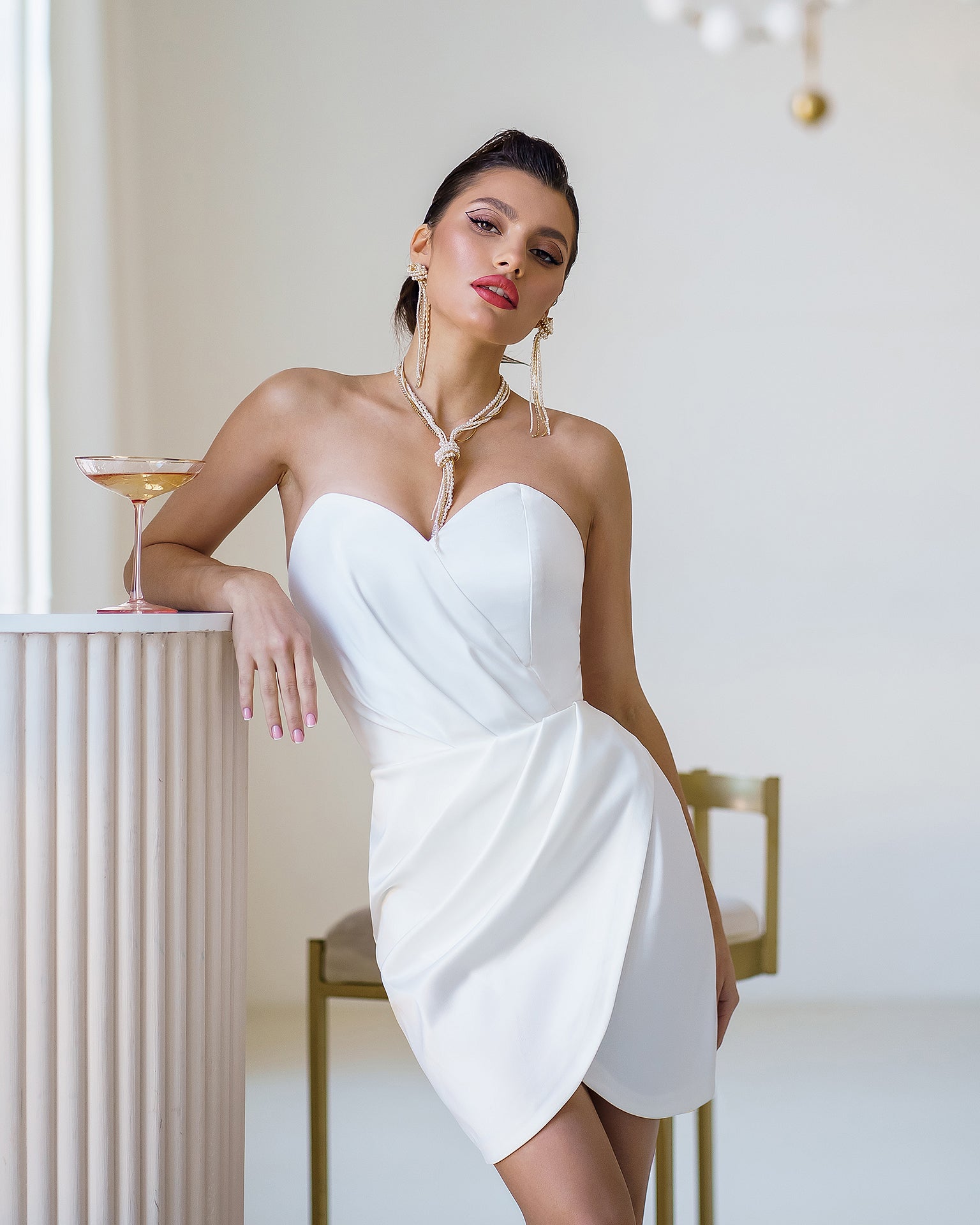 Mini white satin dress best sale