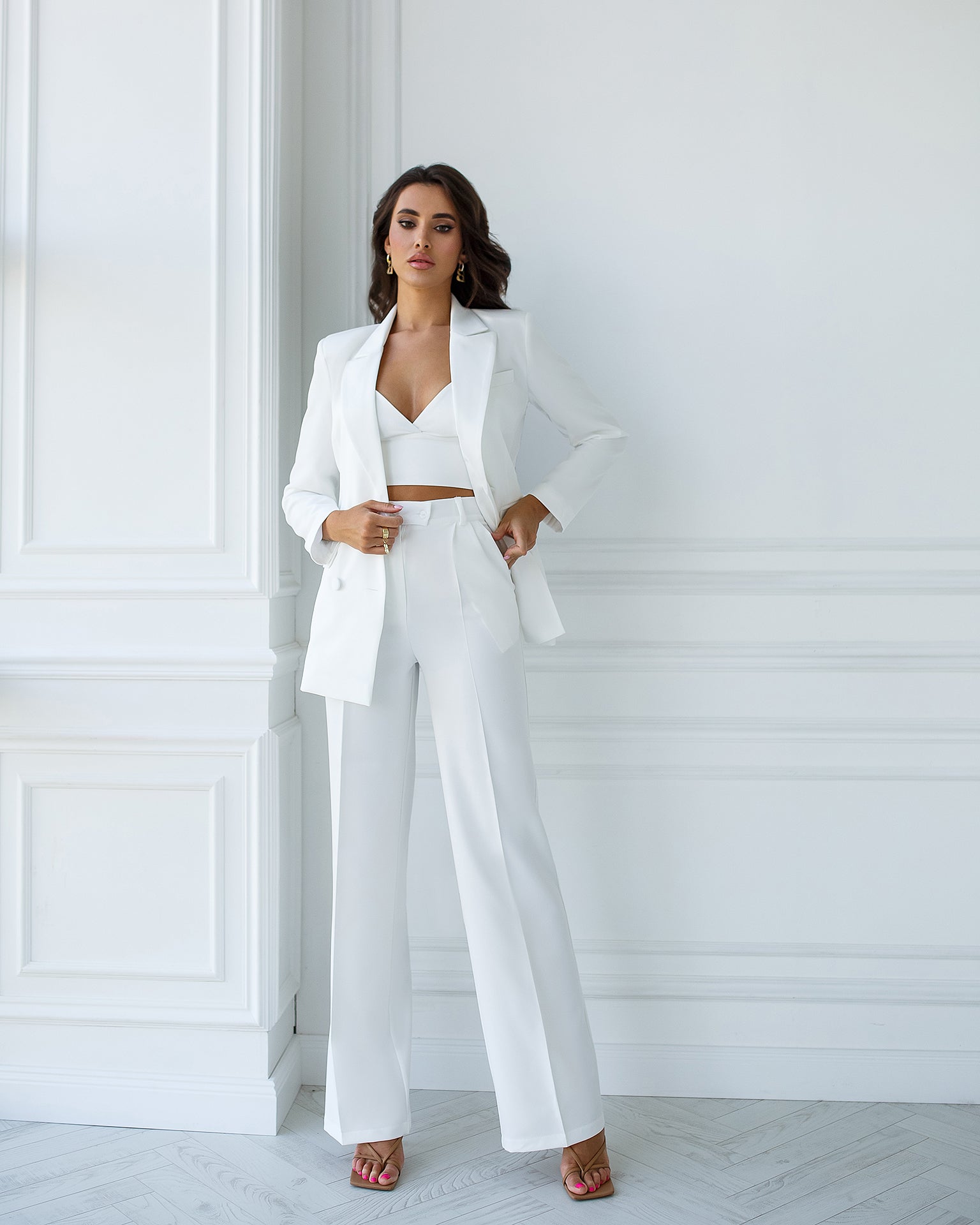 White Double-Breasted 3-Piece Suit