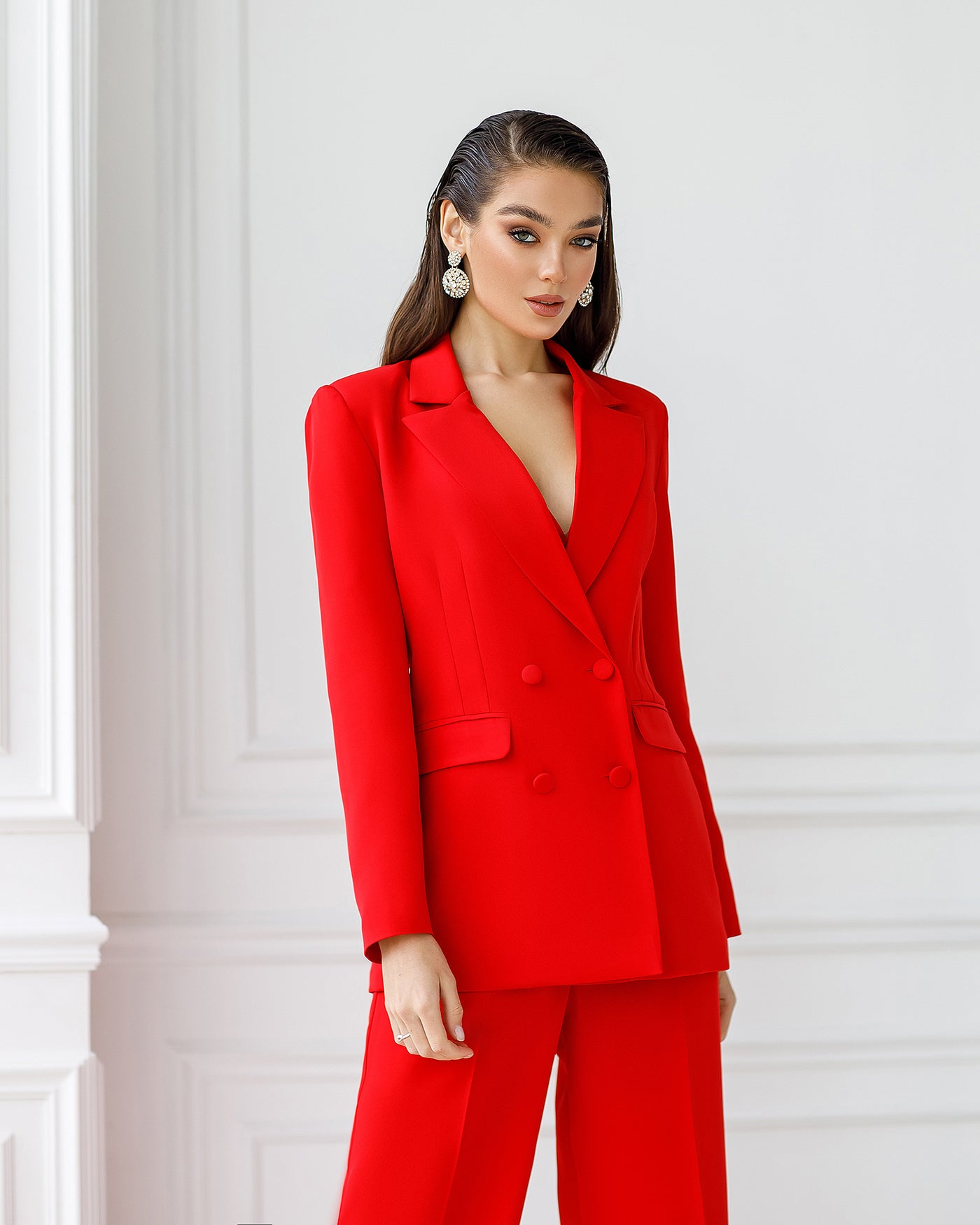 Red Double Breasted Suit 3-Piece – ELAGIA