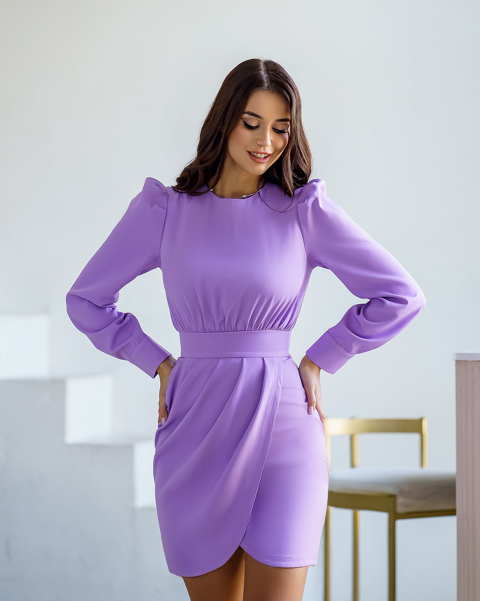 Lavender Long Sleeve Mini Dress
