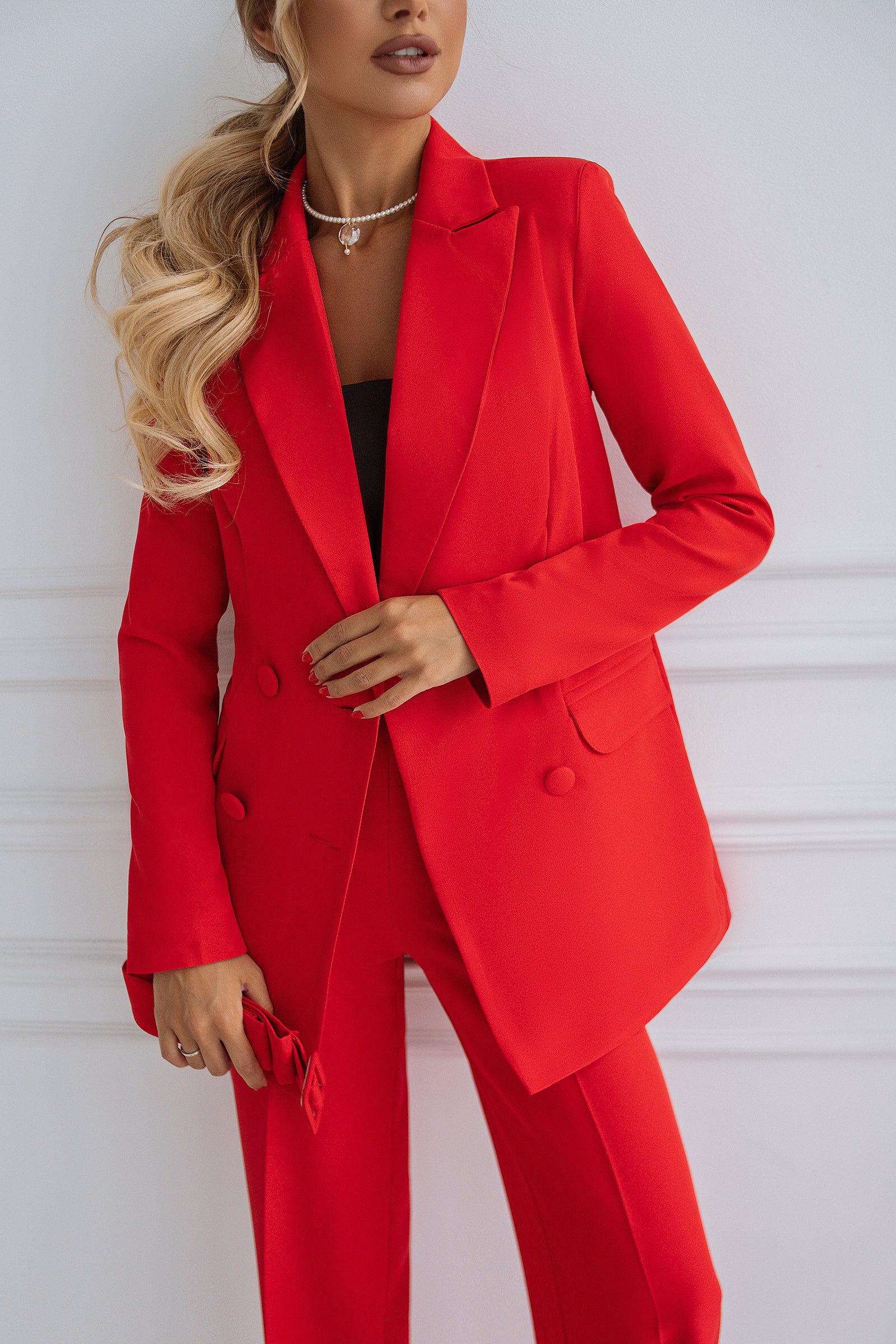 Red Belted Double Breasted Suit 2-Piece