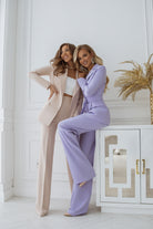 Lavender Belted Double Breasted Suit 2-Piece