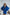 ELAGIA blue backless puff sleeve mini dress - side angle highlighting puff sleeves and 3 piece women's suit cut