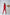ELAGIA red tailored trousers detail from 3 piece women's suit - side view of pants and blazer hem