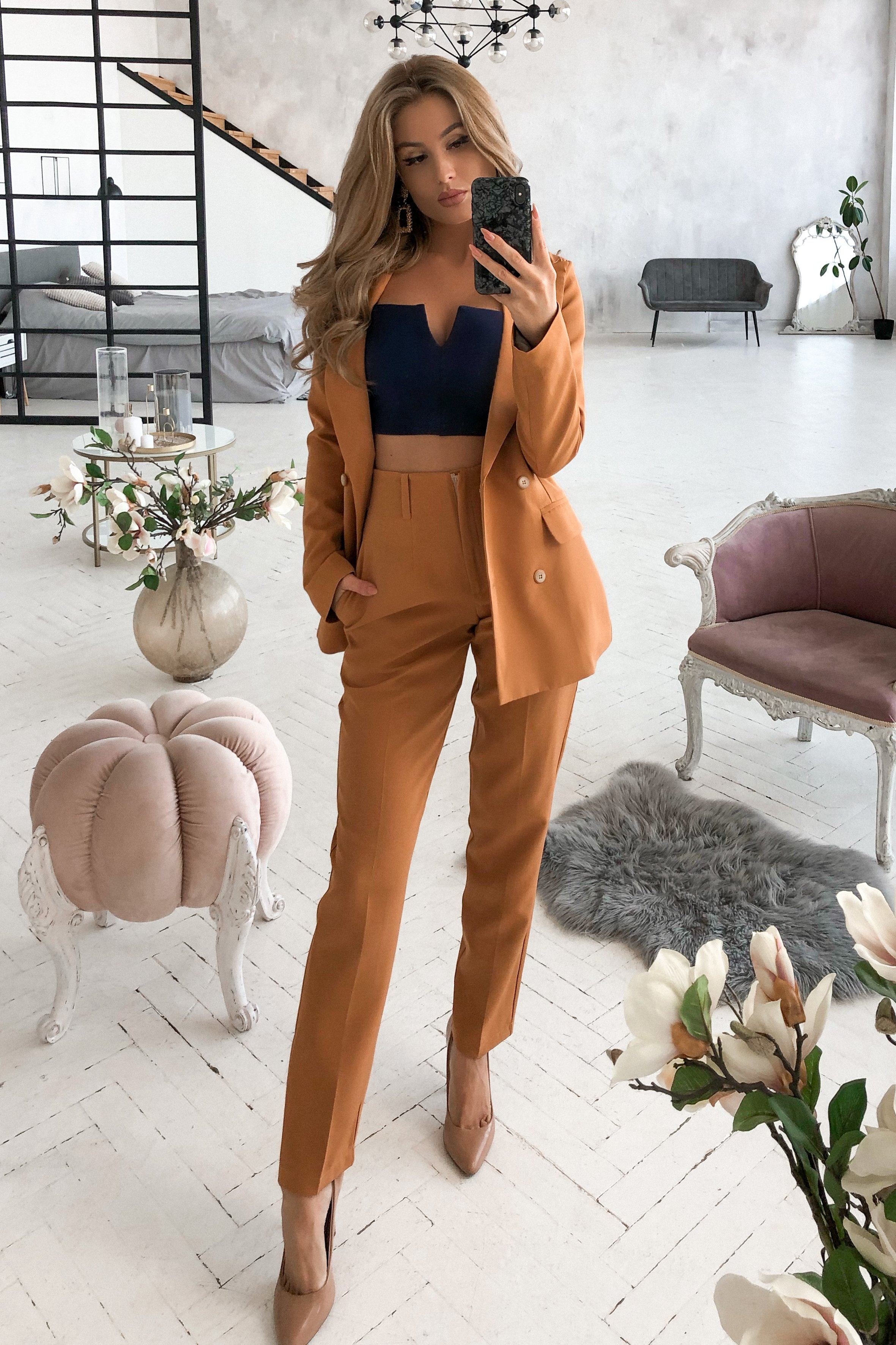 Camel Double Breasted Suit 2-Piece