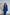ELAGIA Blue Backless Puff Sleeve Midi Dress - three-quarter view displaying silhouette and fabric drape