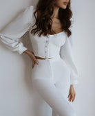 White Sweetheart Top & Flared Pants 2-Piece Set - Allure and sophistic