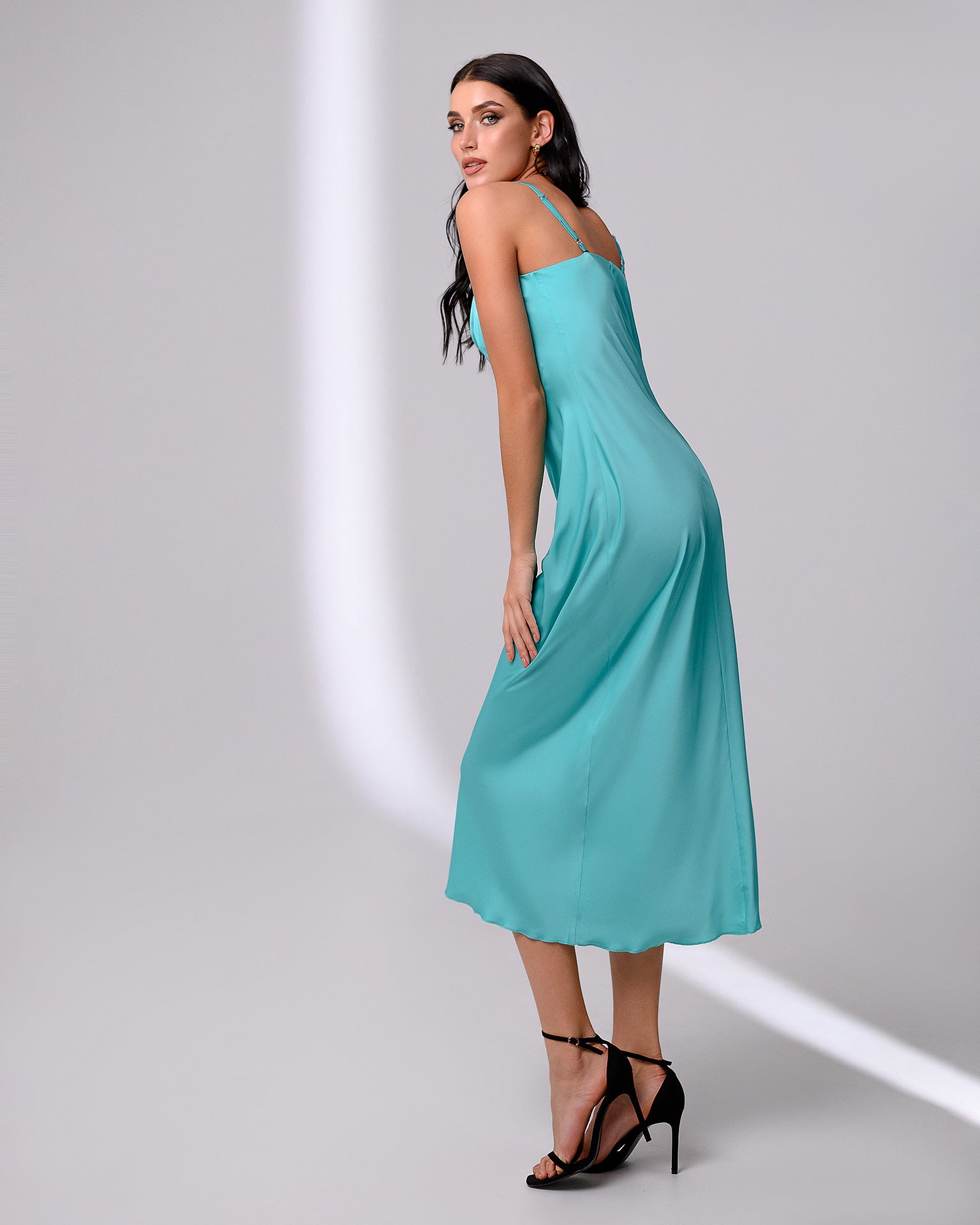 Alexa Sky-Blue Silk Slip Dress