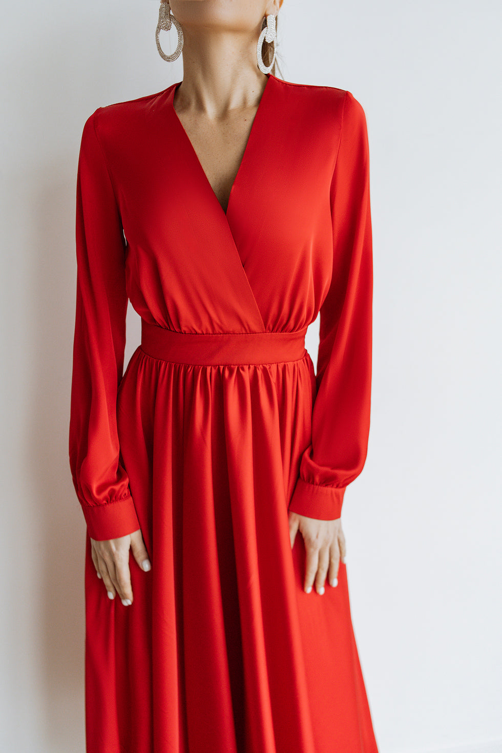 Red Silk Long Sleeve Maxi Dress – ELAGIA