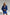 ELAGIA blue backless puff sleeve mini dress - full length view showing mini hemline, 3 piece women's suit look