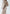 Beige Backless Puff Sleeve Midi Dress - back view | ELAGIA