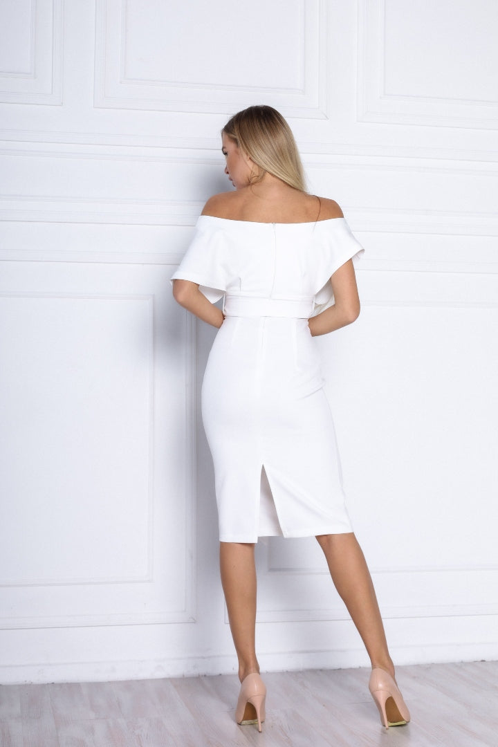Ivory Off-the-shoulder Mini Dress