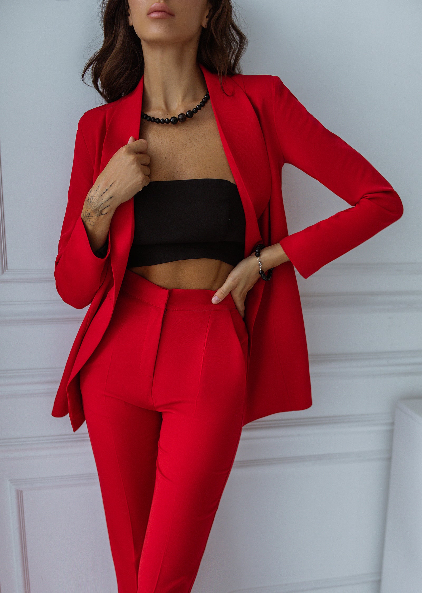 Red Shawl Lapel Suit 2-Piece – ELAGIA