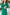 Green V-neck Buttoned Puff-Sleeve Midi Dress - close-up detail | ELAGIA
