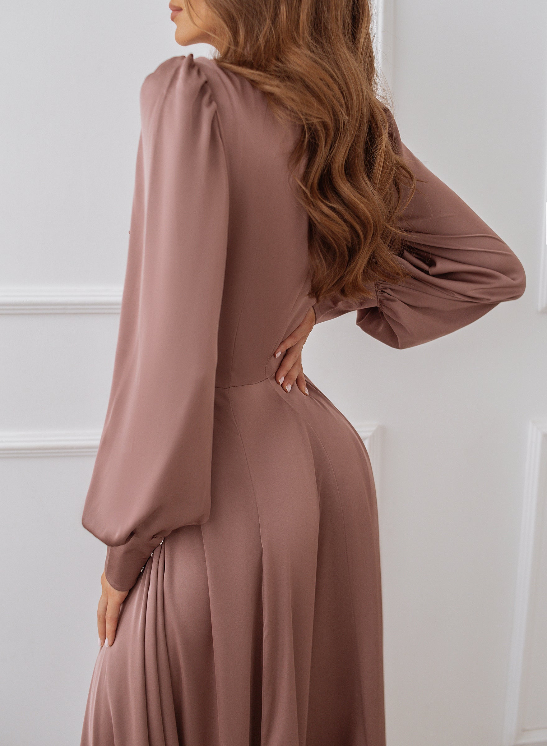 Fraise Silk Long Sleeve Maxi Dress