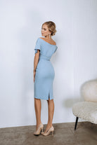 Sky-Blue Off-Shoulder Mini Dress