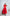 ELAGIA red backless puff-sleeve midi dress hem and length detail - 3 piece women's suit midi proportions